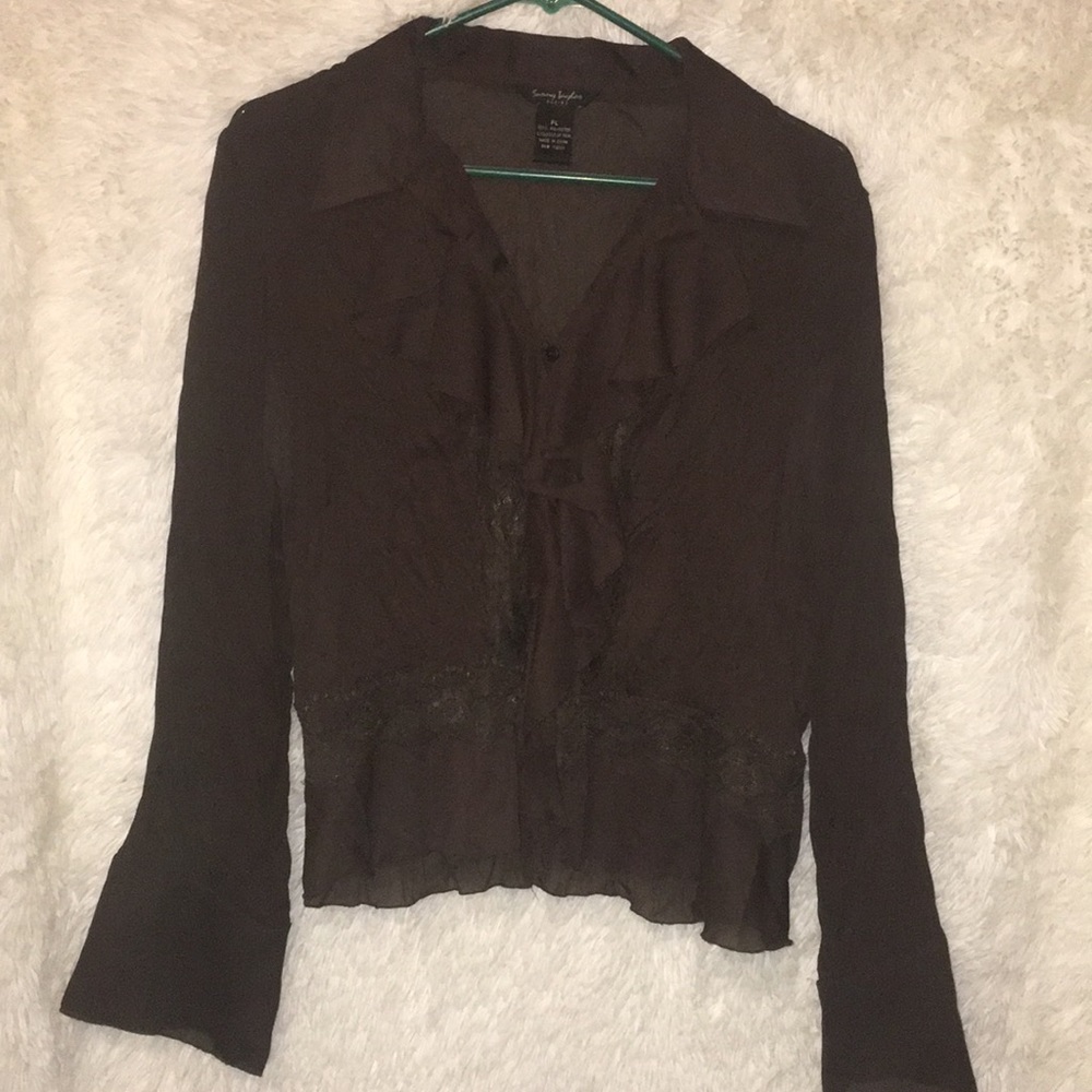 🤎Brown Blouse! Ruffles & Lace! 😍